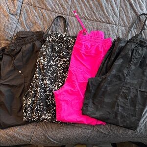 Fabletics Women's Pants Set - Black, Pink, and Patterned